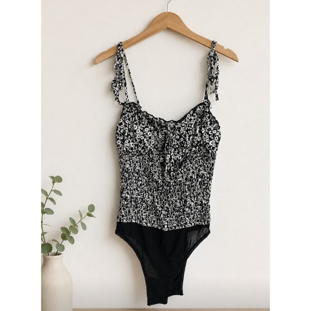 Intimatily Free People Black White Bodysuit Size S